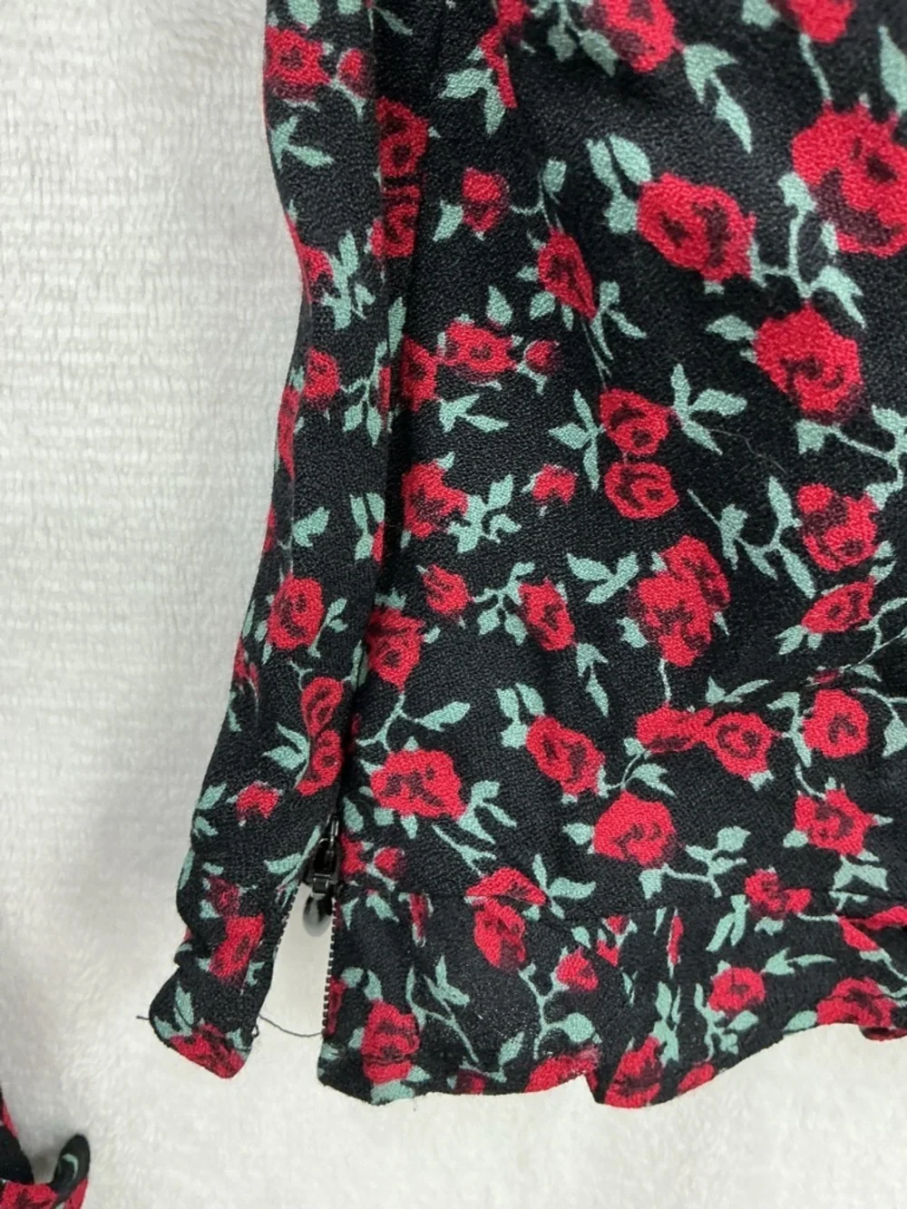 Reformation Black Square-Neck Floral Smocked Top 787
